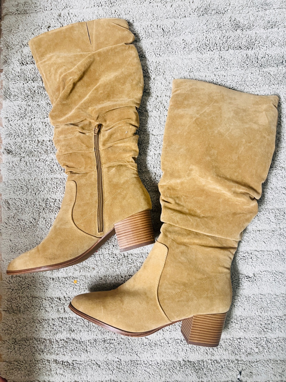 Women’s Slouchy Suede Mid-Calf Boots in Camel